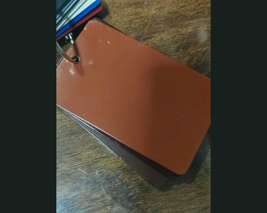 Terracotta powder coating colour Terra metal sample plate from Shree Balaji Coat in Raipur